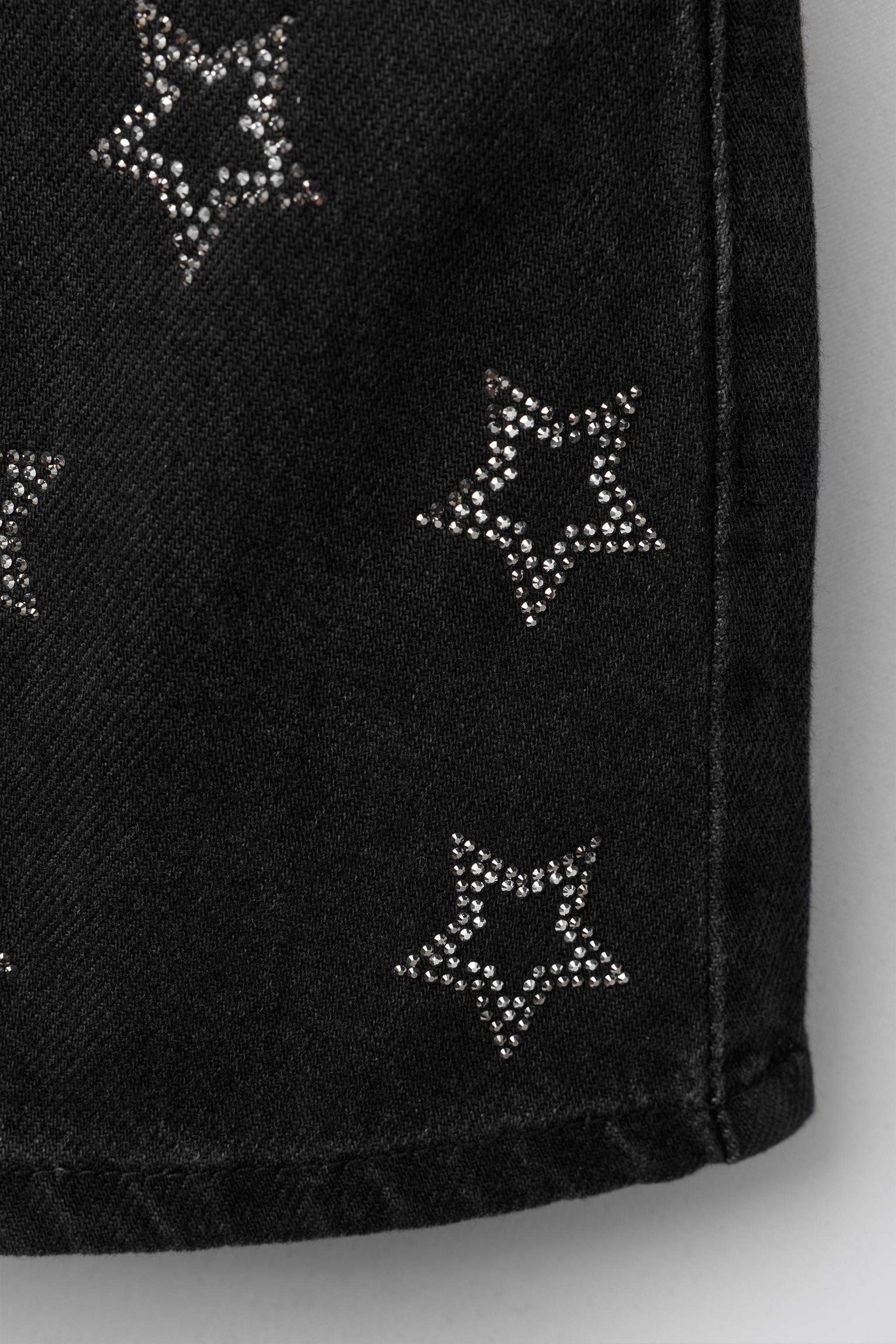 GLITTER STAR DENIM SKIRT - Black | ZARA United States