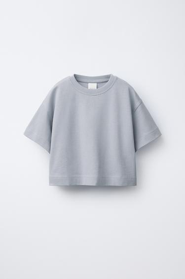 Zara PLAIN HEAVY WEIGHT T-SHIRT - Gray