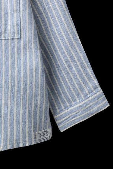 Zara STRIPED SOFT TOUCH SHIRT - Blue