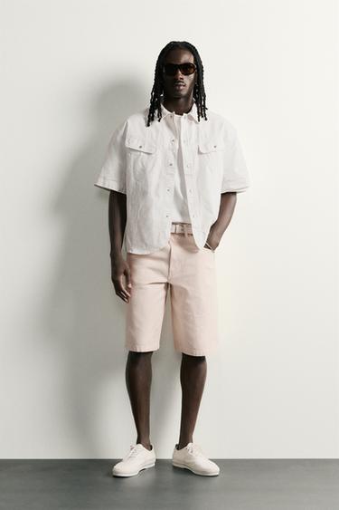 SURCHEMISE DÉLAVÉE COUPE BOXY - Blanc cassé de Zara - Image 0
