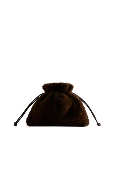 FAUX FUR MINI BAG - Chocolate Brown by Zara