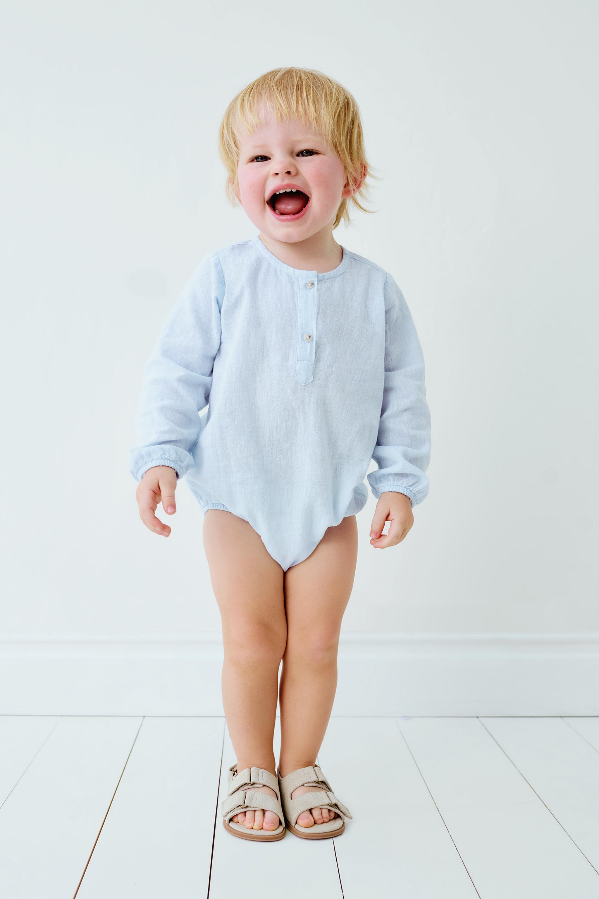COTTON AND LINEN BLEND BODYSUIT