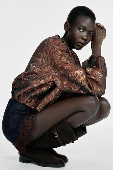 FALDA PANTALÓN Z1975 DENIM ENCAJE - Azul de Zara