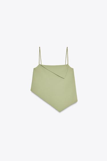 TOP ASYMÉTRIQUE CRÊPE - Vert clair de Zara - Image 4