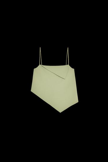 TOP ASIMÉTRICO CREPE - Verde claro de Zara - Imagen 0