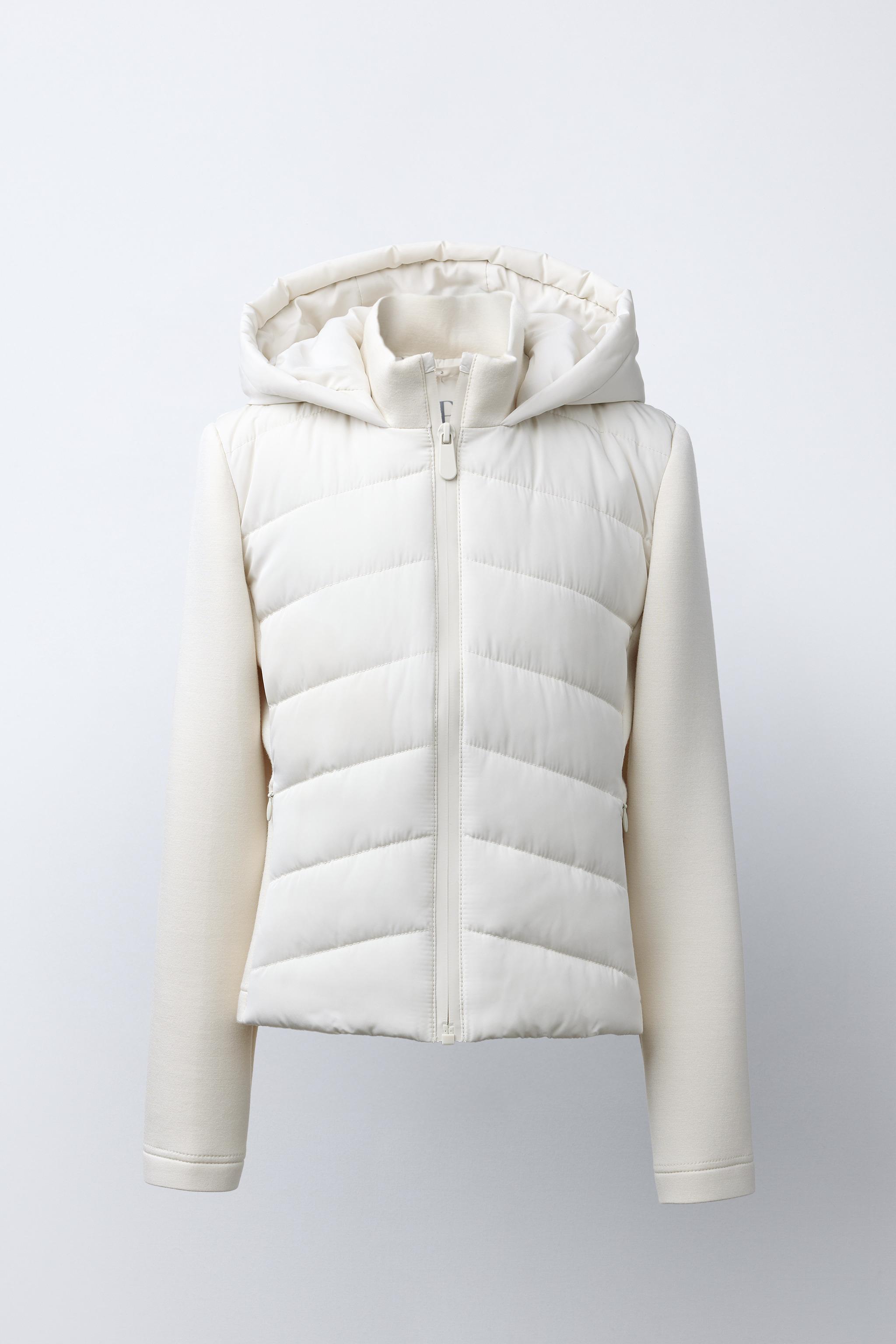 PUFFER JACKET WITH NEOPRENE EFFECT SLEEVES