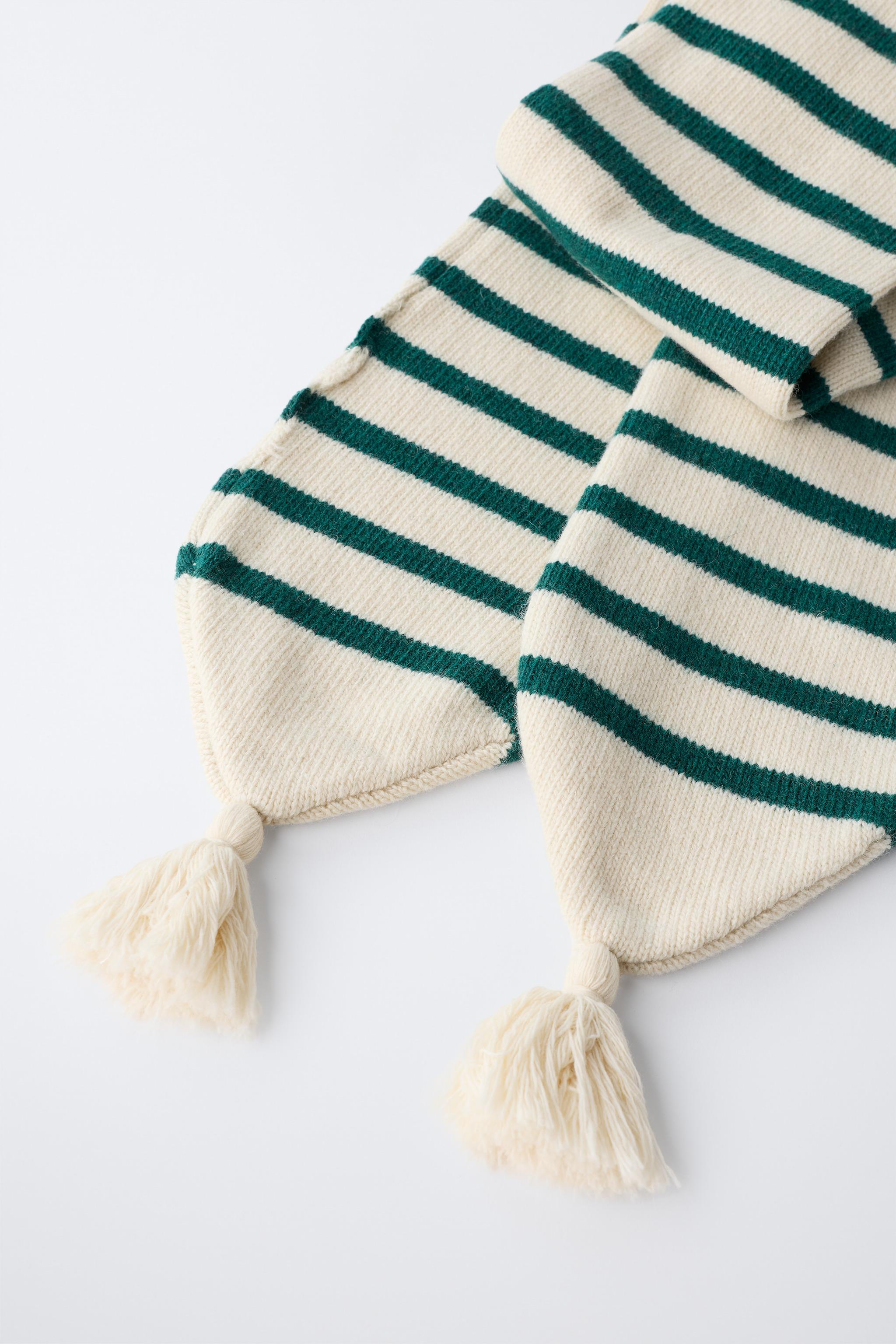 KNIT STRIPED SCARF WITH WOOL