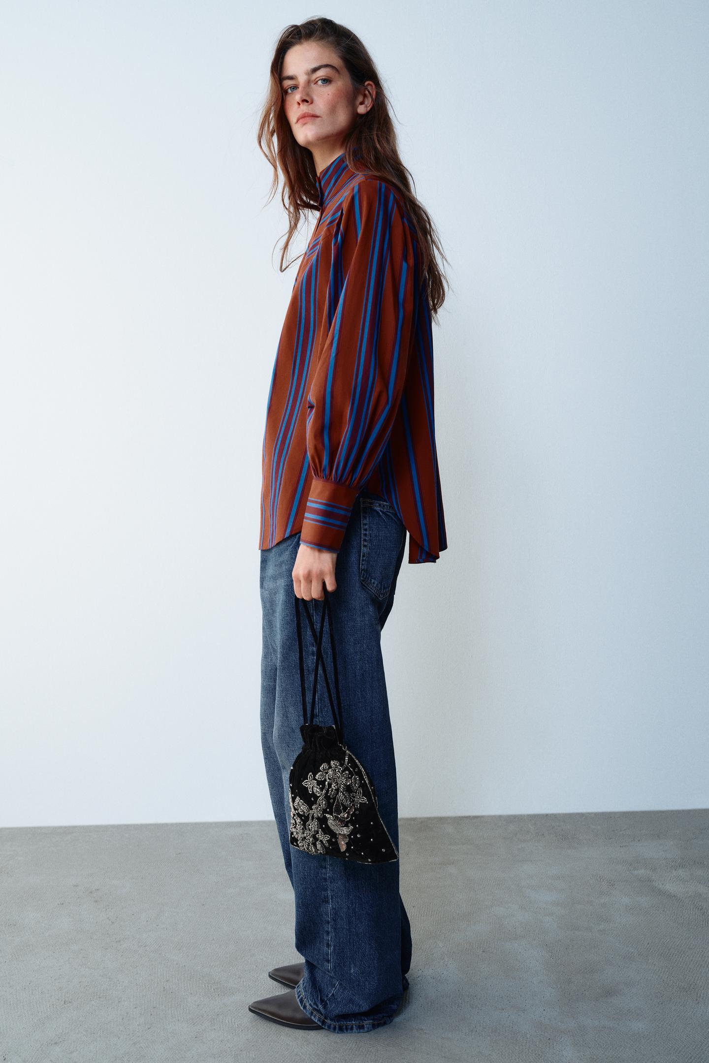 Женская рубашка Zara Striped, цвет: Разноцветный — фото 3
