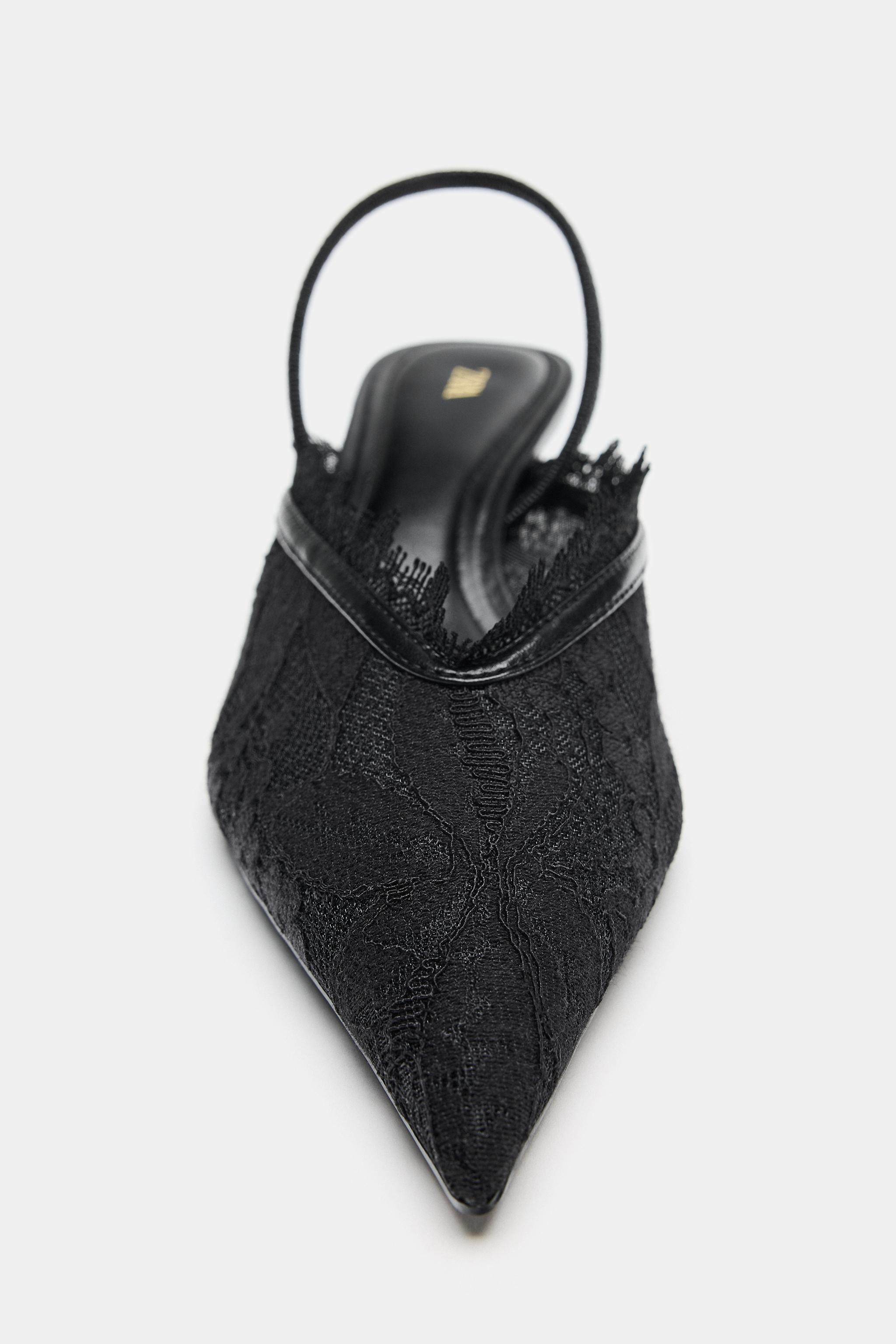 レースキトンヒールシューズ - ブラック | ZARA Japan / 日本