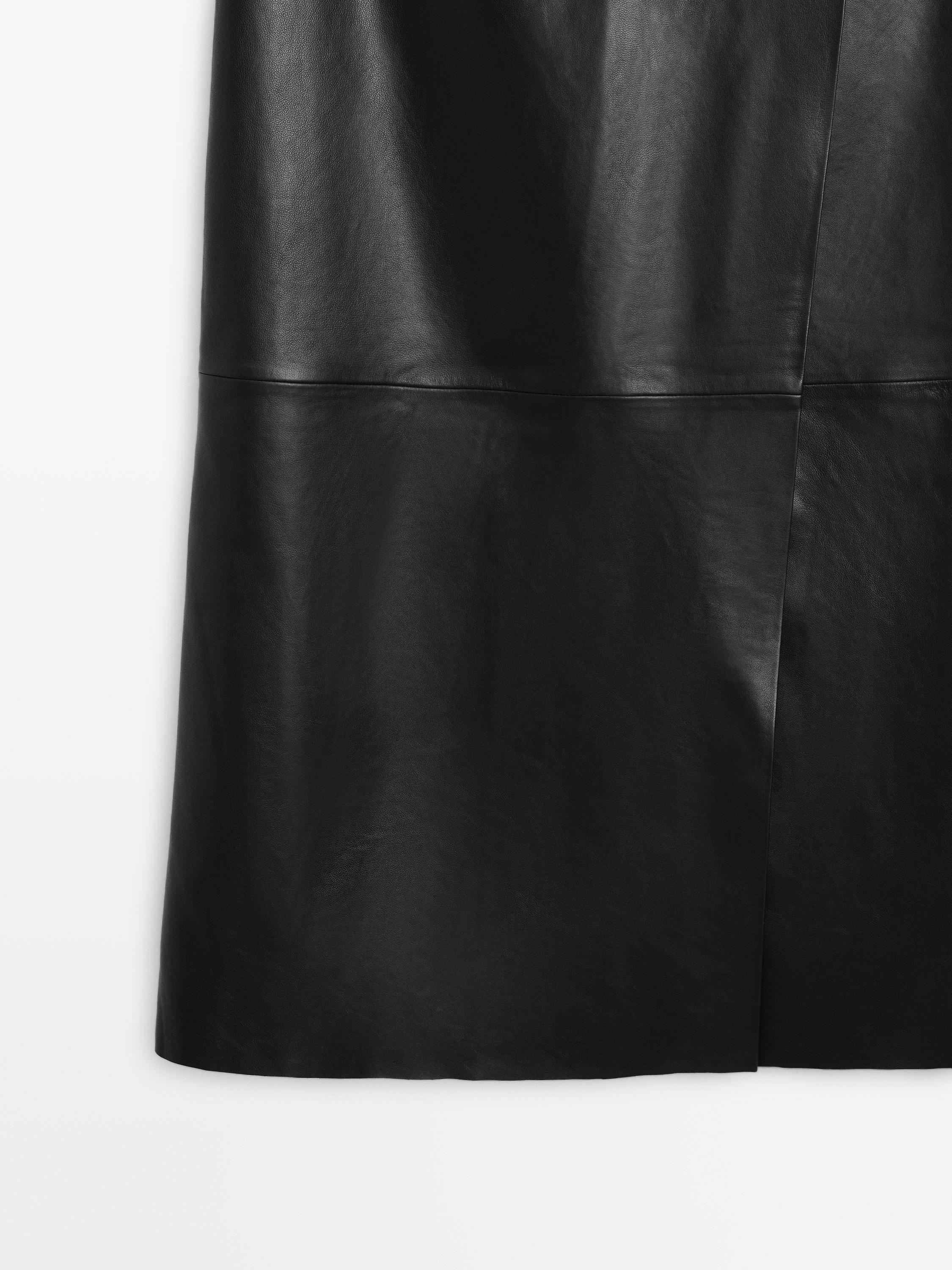 Nappa leather midi skirt with seams