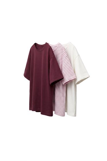 LOT DE TROIS T-SHIRTS À RAYURES ET UNIS - Divers de Zara