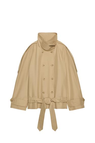 Zara SHORT HIGH NECK TRENCH COAT ZW COLLECTION - Beige