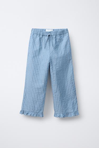 GERADE SERSUCKER-HOSE - Blau von Zara - Bild 0