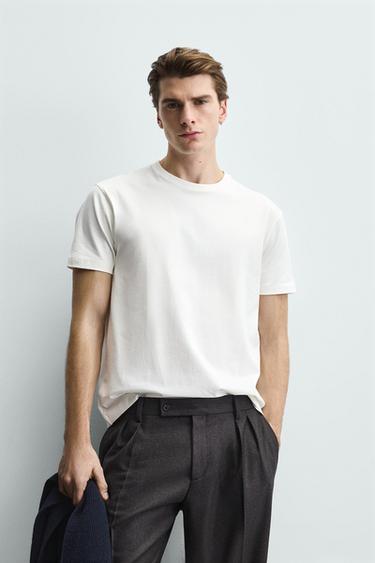 BASIC MEDIUM WEIGHT T-SHIRT - Wit van Zara