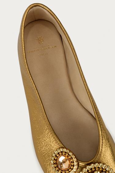 BALLERINES EN CUIR MARISA BERENSON X ZARA - Or de Zara - Image 6