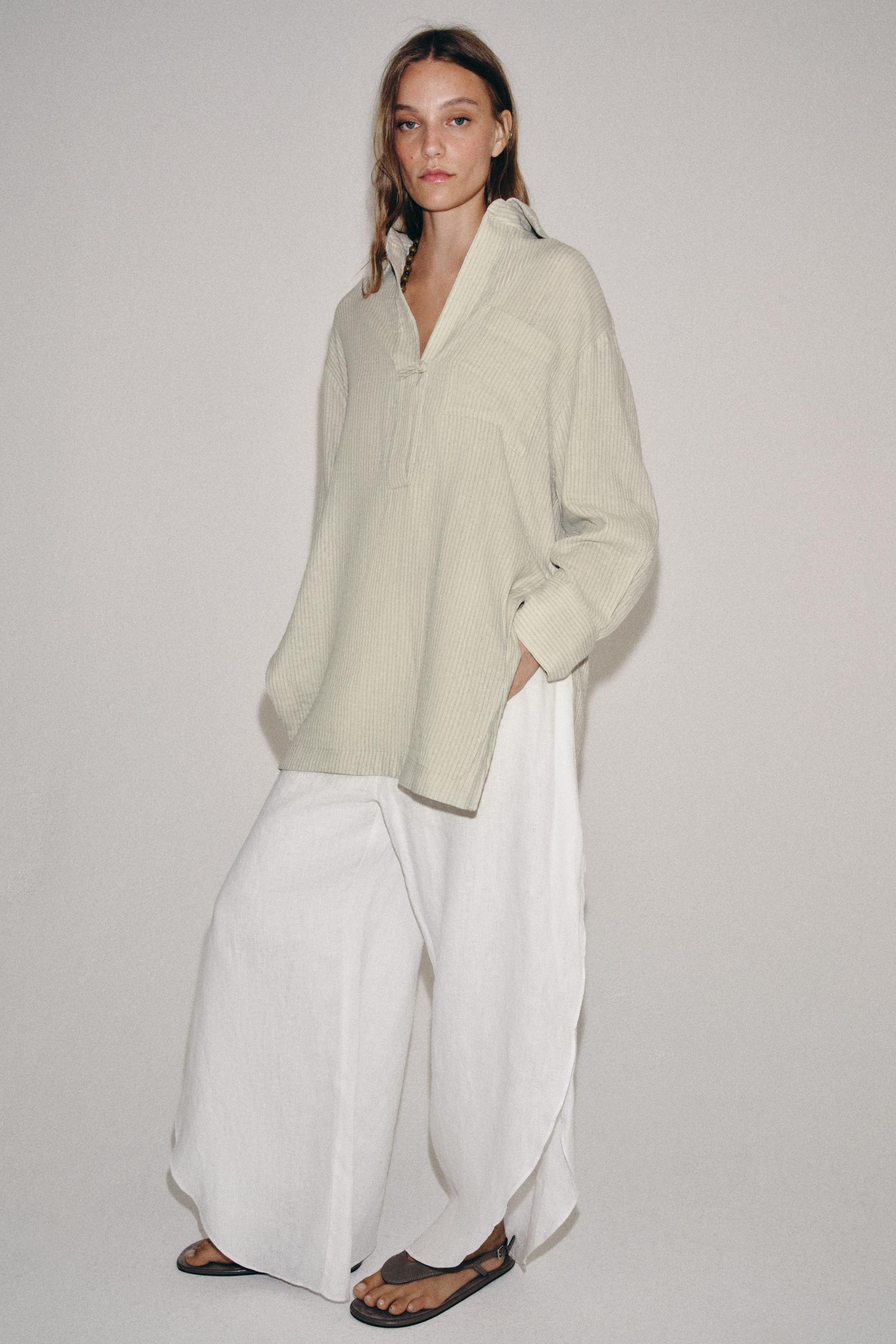 ZW COLLECTION ASYMMETRIC STRIPED SHIRT