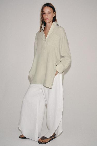 CHEMISE ASYMÉTRIQUE À RAYURES ZW COLLECTION - Vert de Zara - Image 5