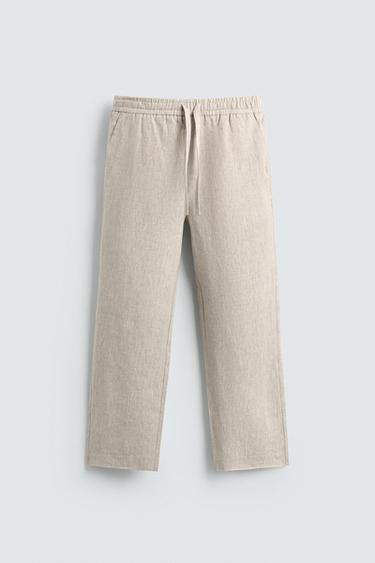 PANTALÓN RELAXED FIT LINO - Beige claro de Zara
