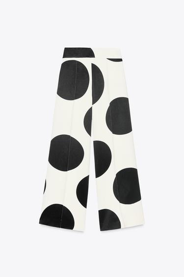 ZW COLLECTION POLKA DOT WIDE-LEG TROUSERS - Black / White by Zara - Image 1