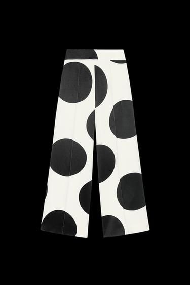 PANTALÓN ANCHO LUNARES ZW COLLECTION - Negro / Blanco de Zara - Imagen 0