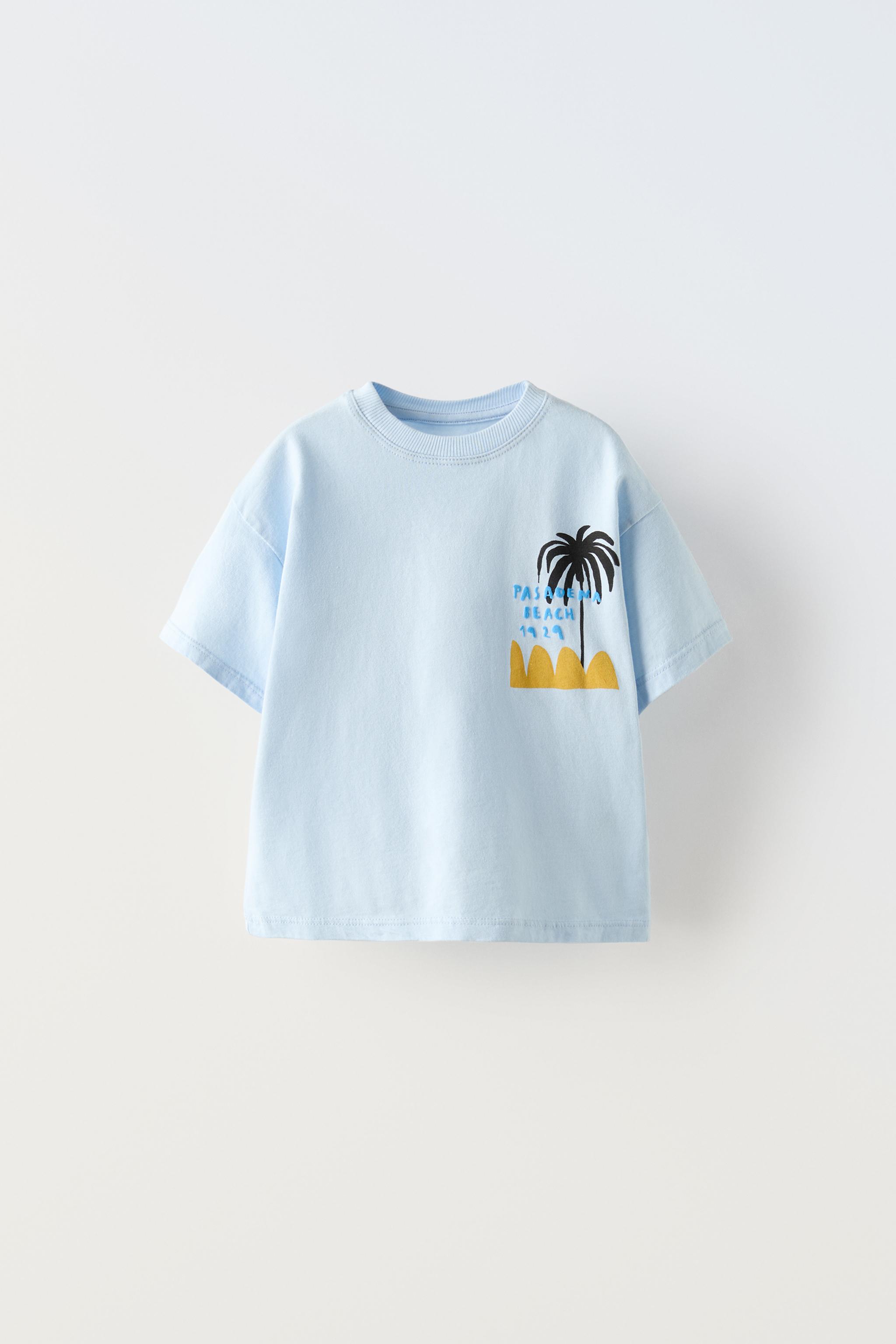 Tシャツ・カットソー New Era LIGHTERA Palm Tree T-Shirt Vanilla Ice WAVES AND PALM TREE PRINT T-SHIRT - Light blue | ZARA Australia
