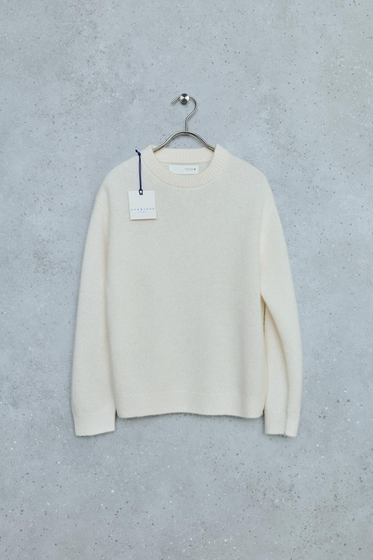 STORIESZ - 100% CASHMERE KNIT SWEATER — Ecru