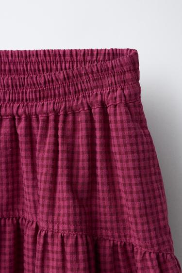 CHECK MIDI SKIRT - Raspberry by Zara - Image 2
