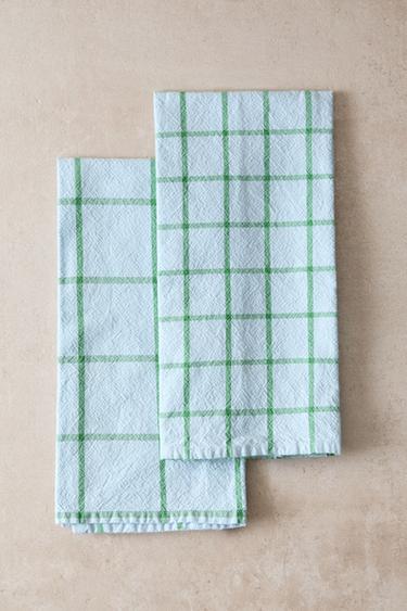 PACK KARIERTE KÜCHENTÜCHER AUS BAUMWOLLE (DOPPELPACK) - Blau von Zara