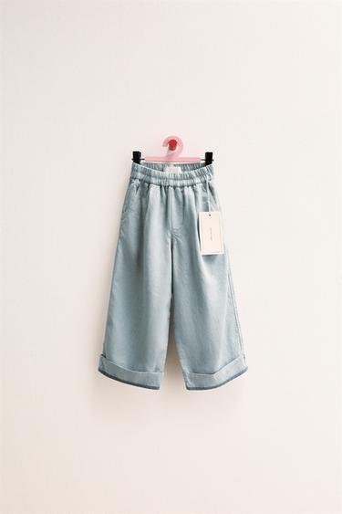 ZARA TIMELESS - PANTALÓN CON LINO BAJO CONTRASTE - Azul claro de Zara