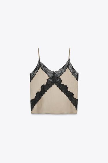 LACE CAMISOLE TOP - Grey by Zara - Image 0