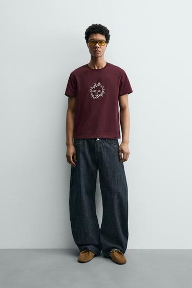 COMBINED EMBROIDERED T-SHIRT SAMUEL DE SABOIA X ZARA - Wine by Zara - Image 0