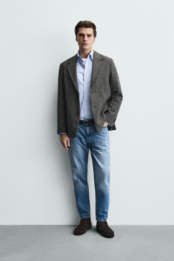 REGULAR FIT TEXTURED BLAZER - brown vigore by Zara - Image 0