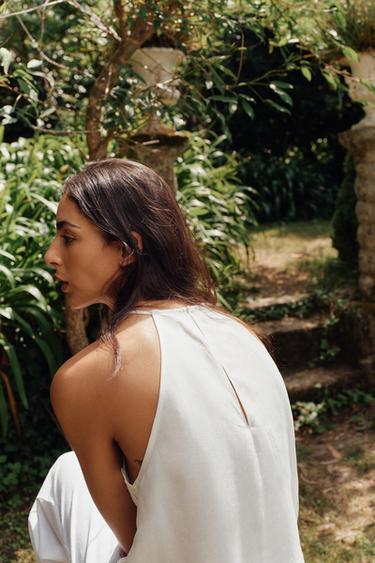 HALTER TOP WITH CROCHET DETAIL - White by Zara - Image 2