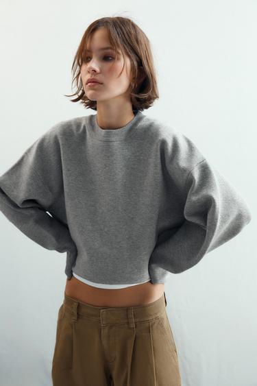 RIB KNIT SWEATSHIRT - Grey marl by Zara