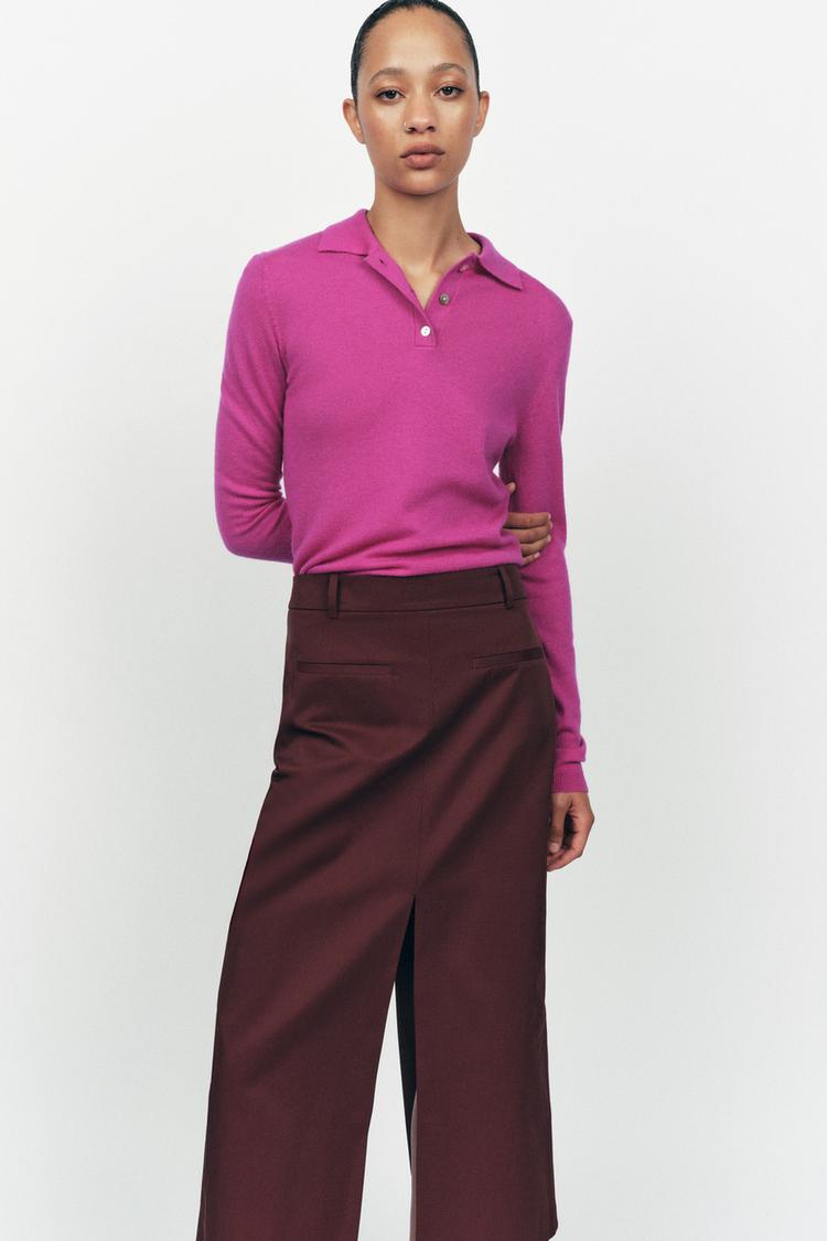 Clothes Neon Pinker Pullover Zara EINFARBIGER POLOPULLOVER AUS 100