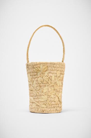 CESTA TRENZADA DIBUJOS - Beige claro de Zara