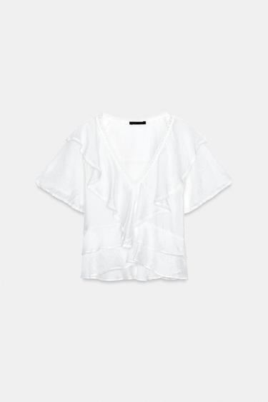 ROMANTIC RUFFLE SHIRT - White by Zara - Image 4