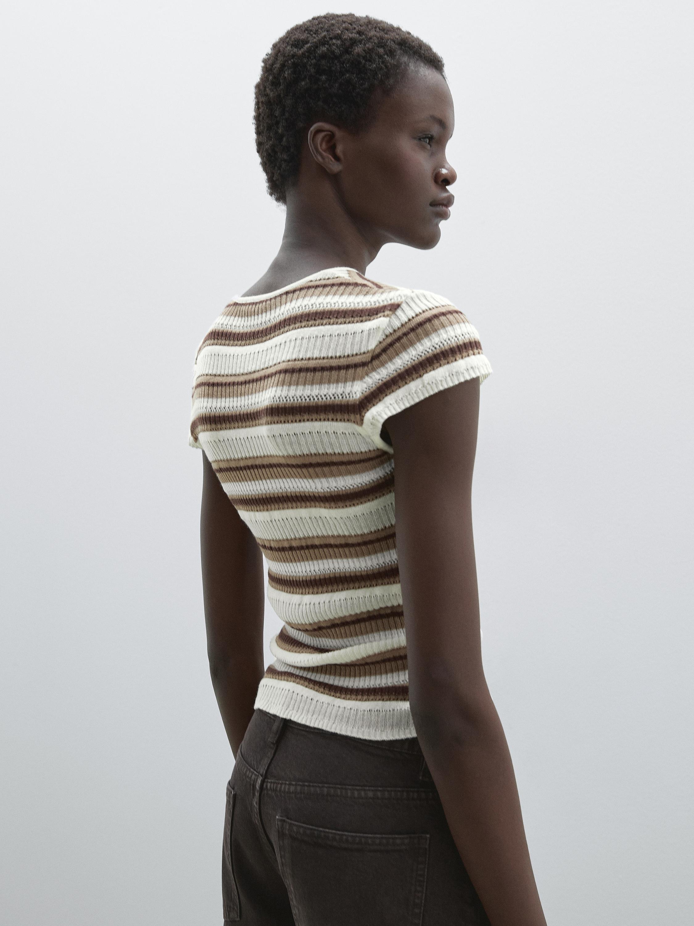 Striped cutwork T-shirt