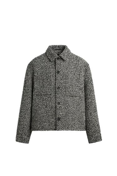 Zara TEXTURED POCKET OVERSHIRT - Black / White - Image 0