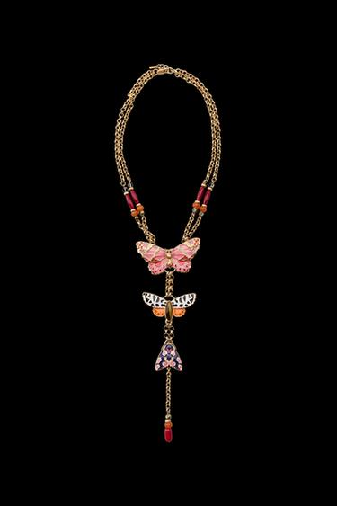 Zara BEADED BUTTERFLY NECKLACE - Multicolored - Image 0