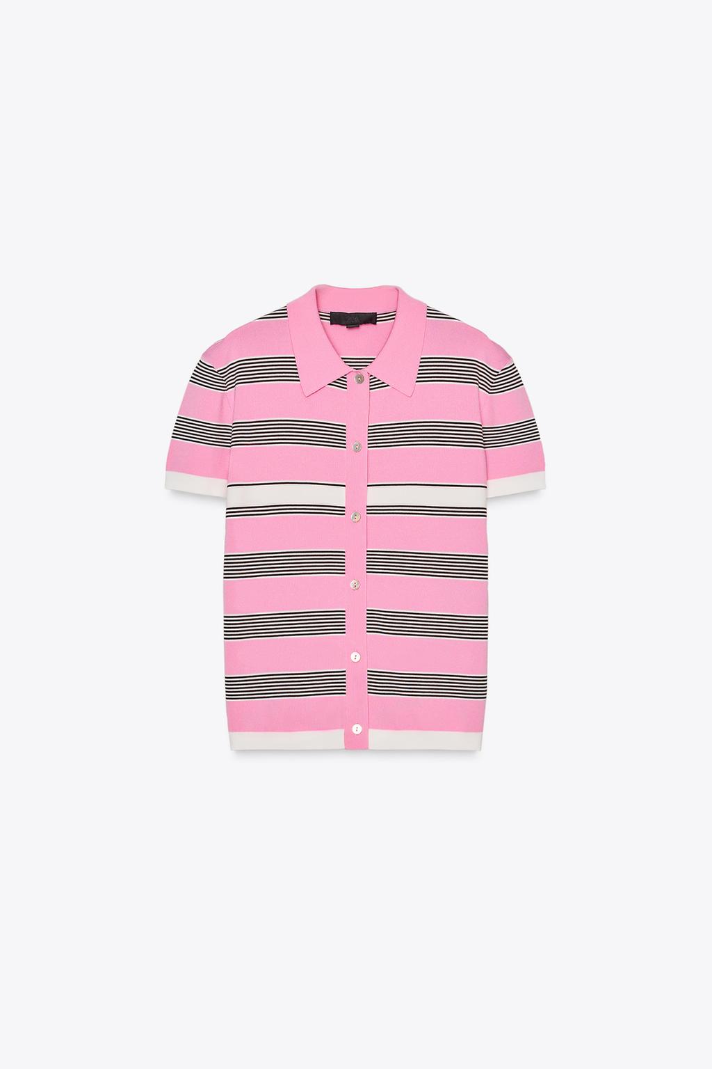 STRIPED KNIT POLO SHIRT