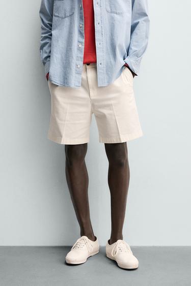 REGULAR FIT CHINO BERMUDA SHORTS - Ecru by Zara
