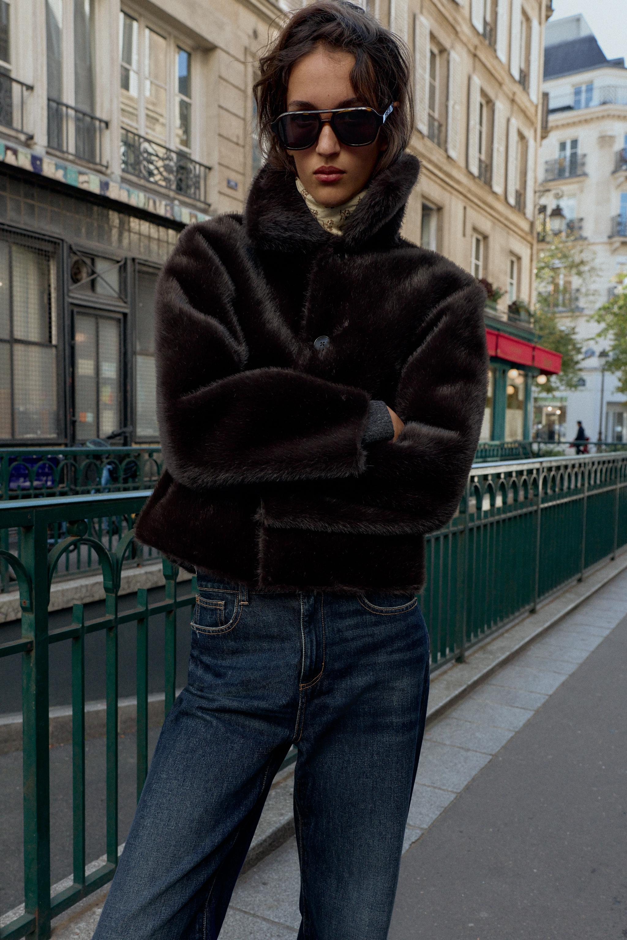 VESTE RÉVERSIBLE DOUBLE FACE EFFET MATIÈRE SYNTHÉTIQUE