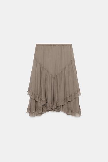 ZW COLLECTION RUFFLED SKIRT - Taupe grey by Zara - Image 4