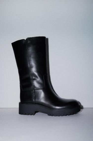 Zaras VATTENAVVISANDE SKINNSTÖVLAR MED TRACK-SULA - Svart