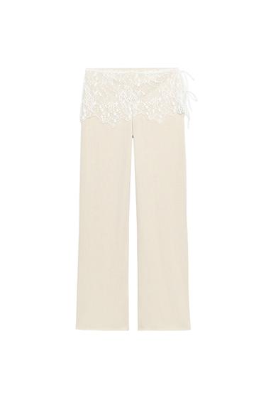 LACE RIB TROUSERS - Chalk pink by Zara