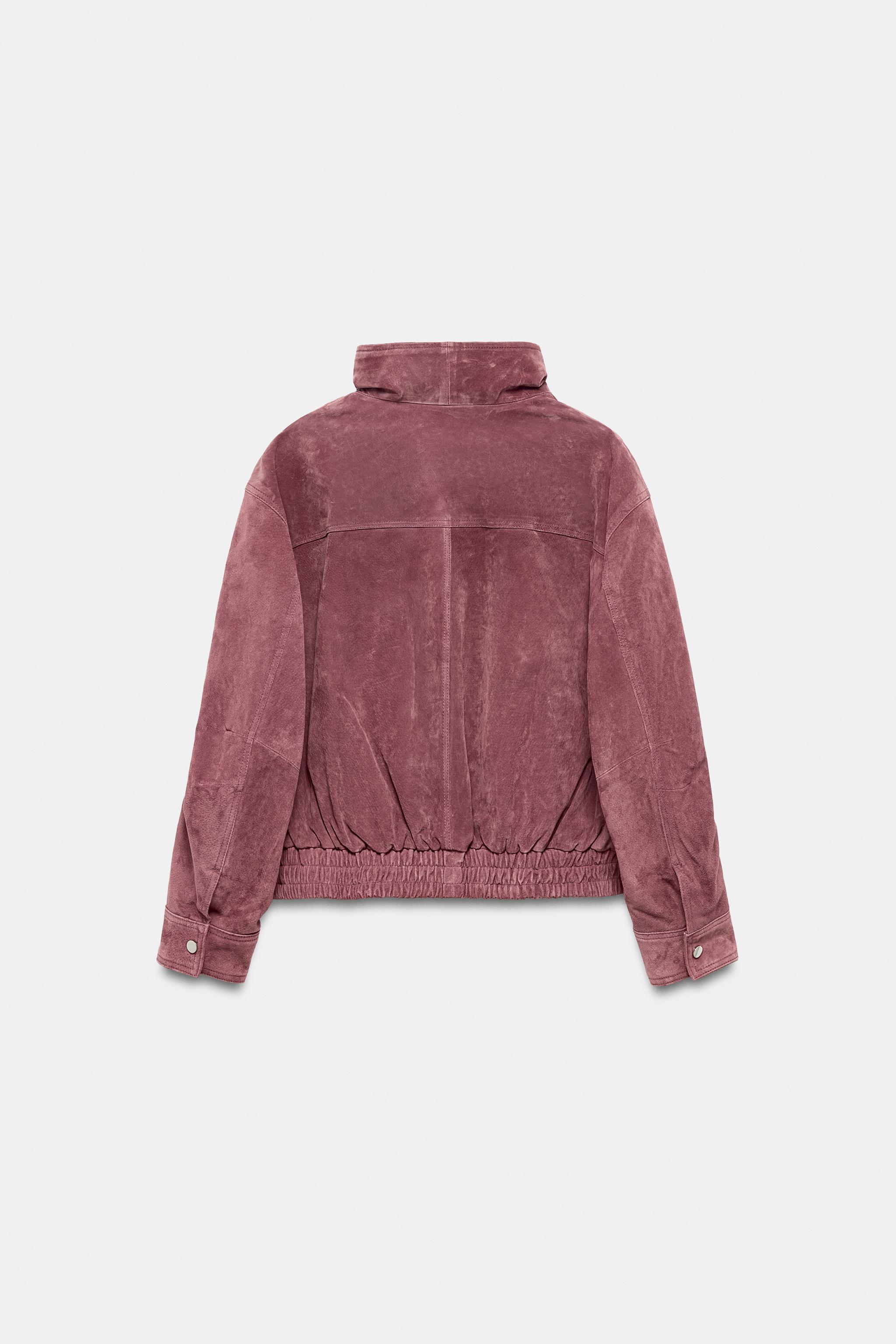 100% LEATHER HIGH NECK BOMBER JACKET