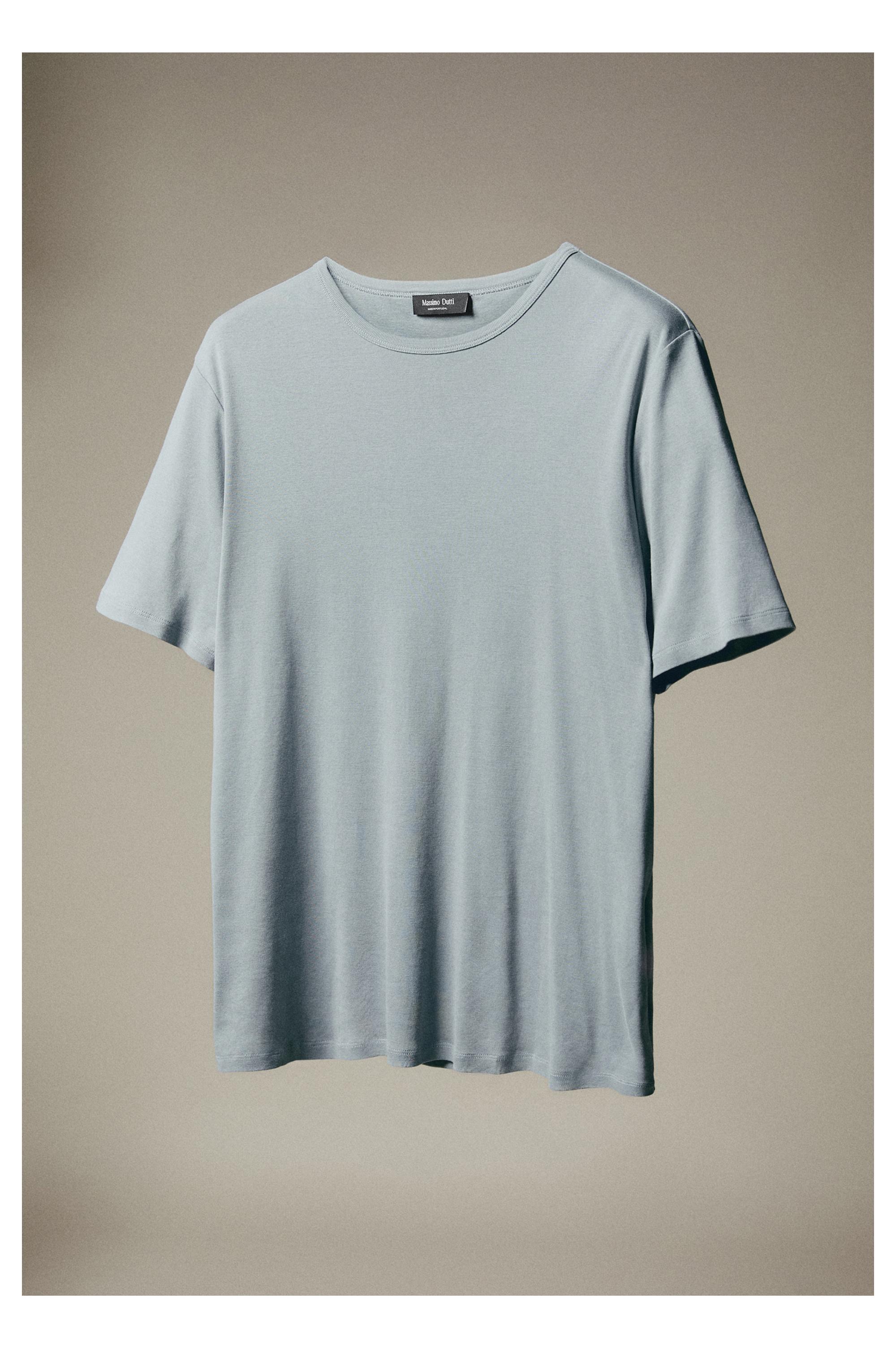 100% cotton short-sleeve T-shirt — Blue / Gray