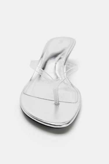 SANDALES À TALONS EFFET MÉTALLISÉ - Transparent de Zara - Image 4