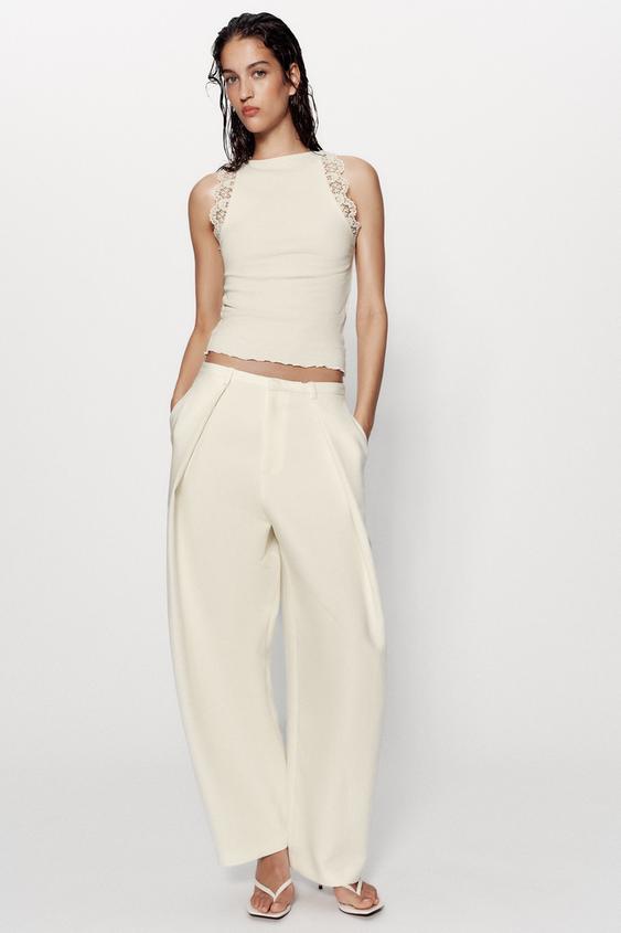 LACE RIBBED HALTER TOP from Zara - $35.90